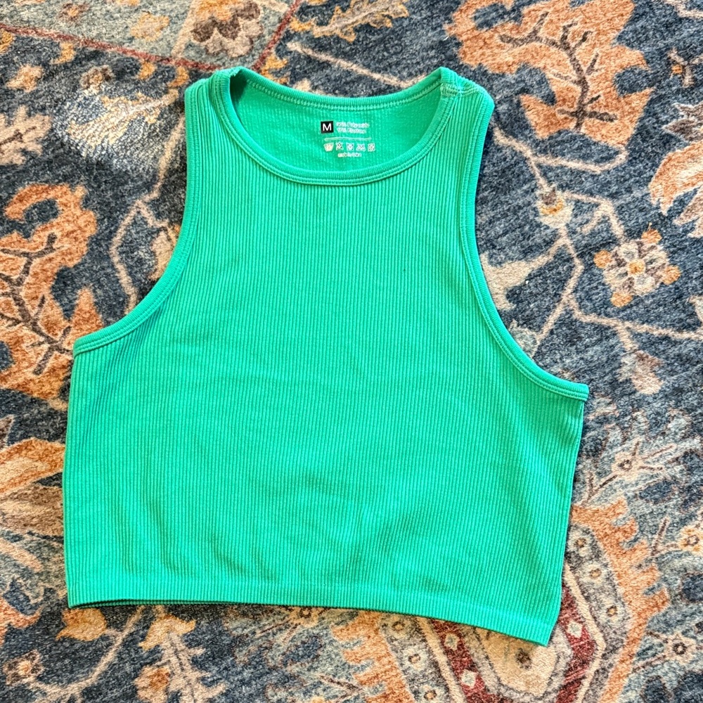 Green Ribbed Tank Top